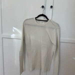Billy Reid White Waffle Crew Neck Sweater Lightweight Classic 🧇